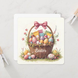 Colourful Easter Egg Basket Art Invitation
