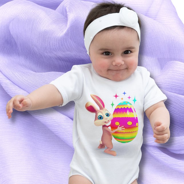 Colourful Easter Egg Cute Easter Bunny Egg Hunt Fu Baby Bodysuit (Creator Uploaded)