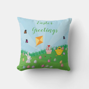 Colourful Easter Egg Hunt Bunny Chick Cushion