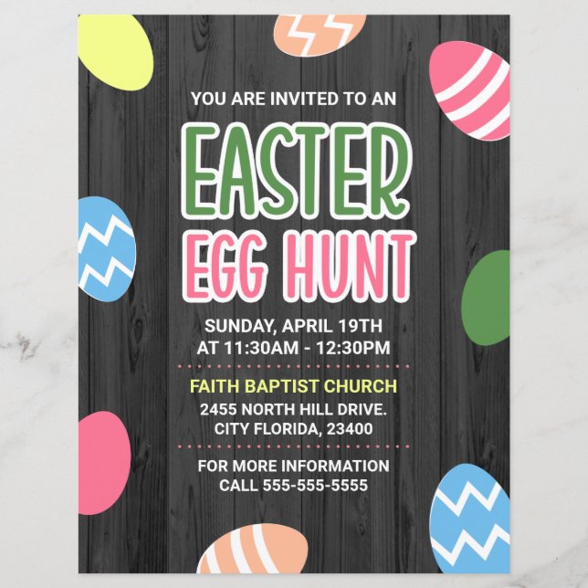 Colourful Easter Egg Hunt Church Event Flyer (Front)