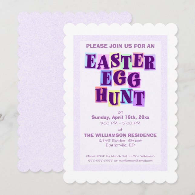 Colourful Easter Egg Hunt Pennant Invitation (Front/Back)