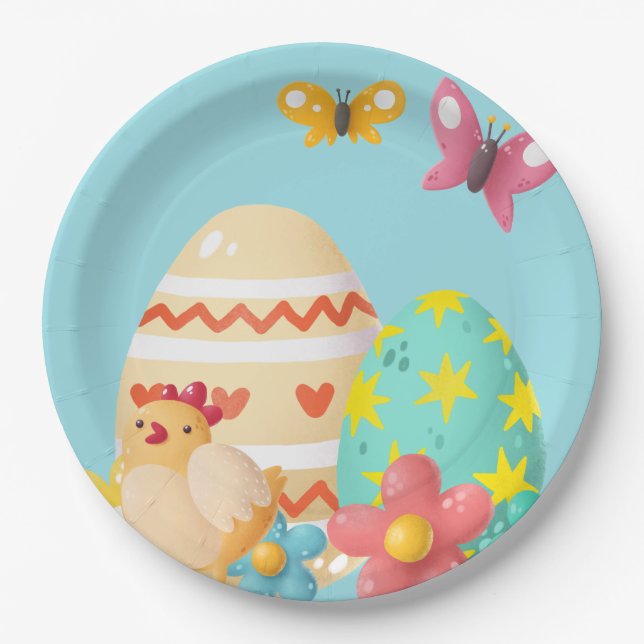 Colourful Easter Egg  Paper Plate (Front)