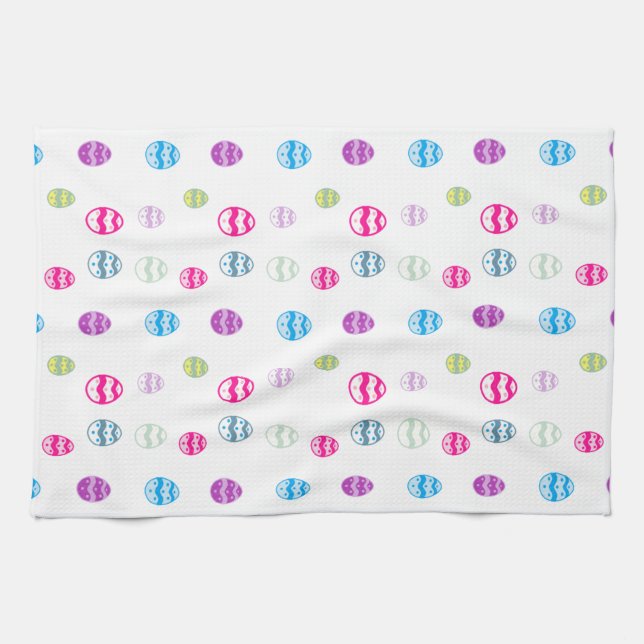 Colourful Easter Egg Pattern Tea Towel (Horizontal)