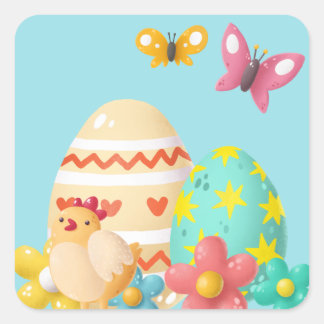 Colourful Easter Egg Square Sticker