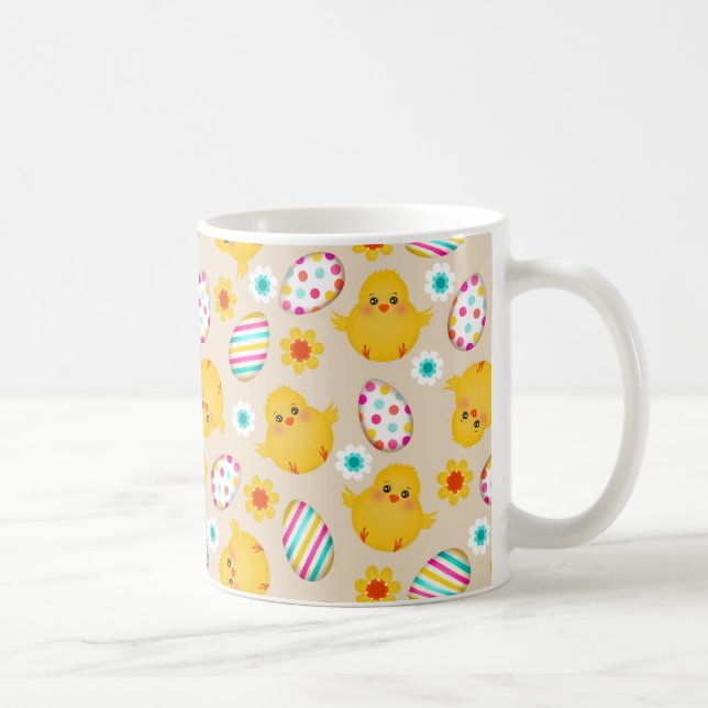 Colourful Easter Eggs and Chicks Pattern Coffee Mug (Right)