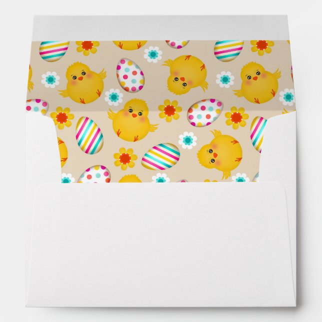 Colourful Easter Eggs and Chicks Pattern Envelopes (Back (Bottom))