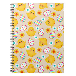 Colourful Easter Eggs and Chicks Pattern Notebook