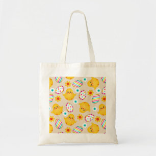 Colourful Easter Eggs and Chicks Pattern Tote Bag
