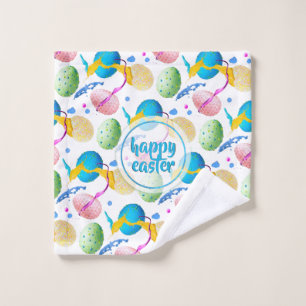 Colourful Easter Eggs and Paint Splash Wash Cloth