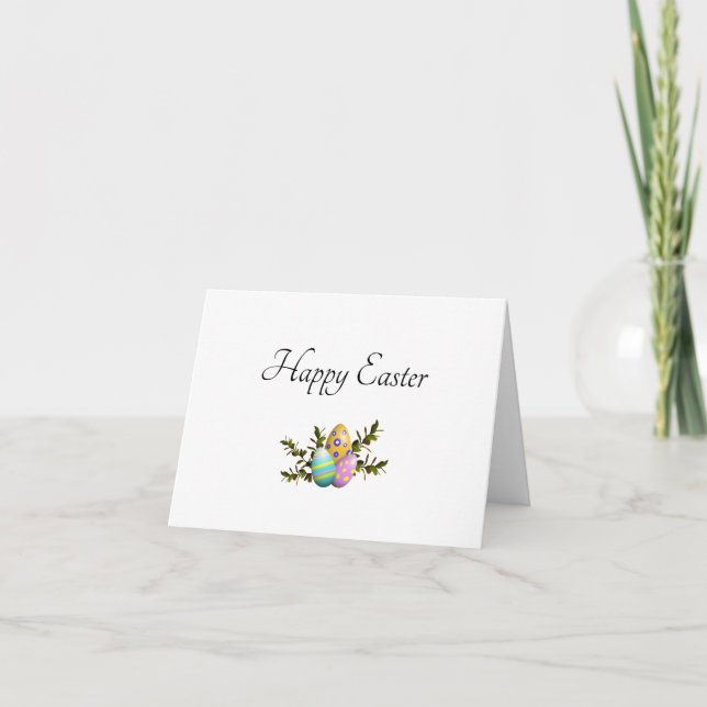 Colourful Easter Eggs Botanical Elegant Holiday Card (Front)