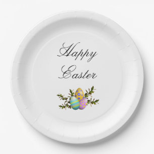 Colourful Easter Eggs Botanical Greenery Paper Plate