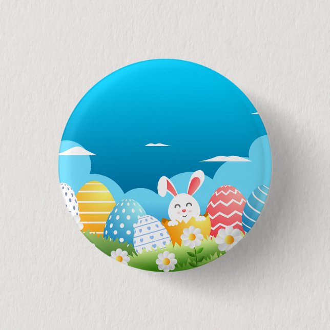 Colourful Easter Eggs Bunny Floral Easter     3 Cm Round Badge (Front)