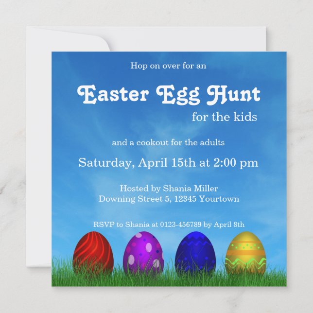 Colourful Easter Eggs | Easter Egg Hunt Invitation (Back)