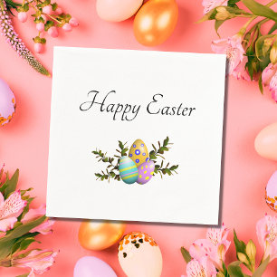 Colourful Easter Eggs Elegant Botanical Napkin
