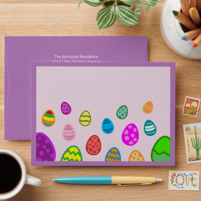 Colourful Easter Eggs Envelope (Desk)