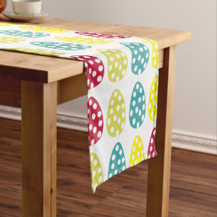 Colourful Easter Eggs Happy Easter Short Table Runner