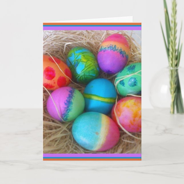 Colourful Easter Eggs Holiday Card (Front)