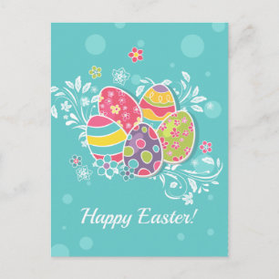 Colourful Easter Eggs Holiday Postcard