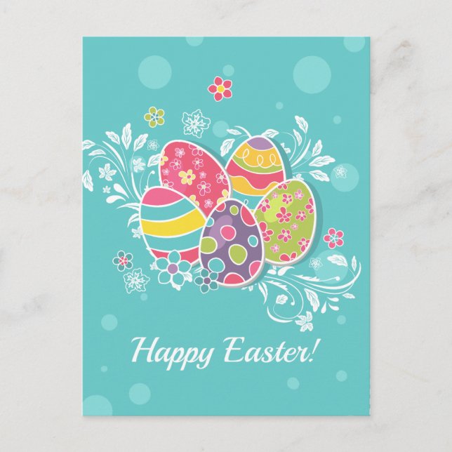 Colourful Easter Eggs Holiday Postcard (Front)