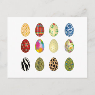 colourful easter eggs holiday postcard