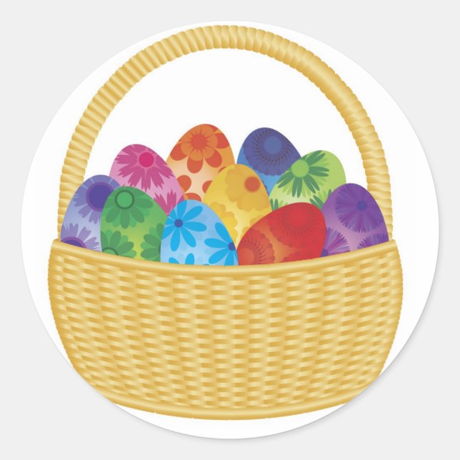 Colourful Easter Eggs in Basket Sticker (Front)