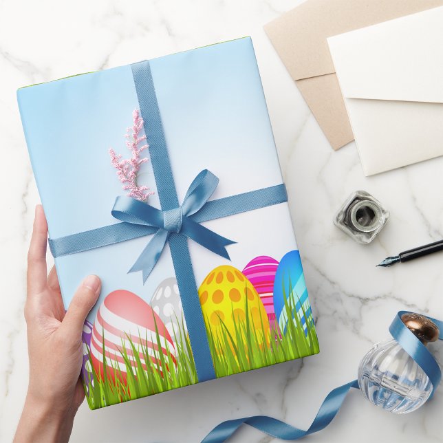 Colourful Easter Eggs in Grass Wrapping Paper (Creator Uploaded)