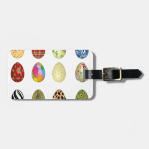 colourful easter eggs luggage tag