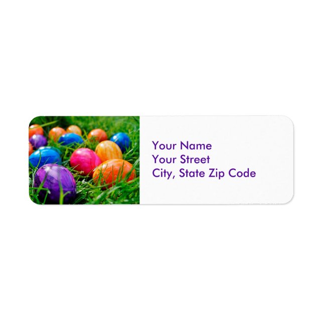 Colourful Easter Eggs on Grass Photo Address Label Return Address Label (Front)