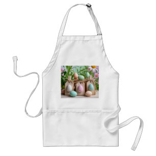 Colourful Easter Eggs on wooden board Standard Apron