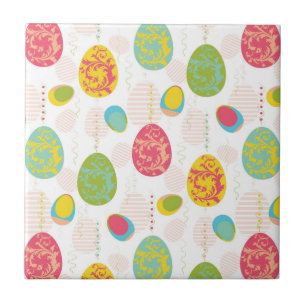 Colourful Easter Eggs Pattern Ceramic Tile