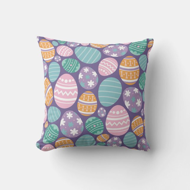 Colourful Easter Eggs Pattern Cushion (Front)