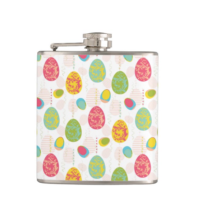 Colourful Easter Eggs Pattern Hip Flask (Front)