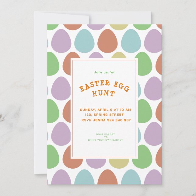 Colourful Easter Eggs Pattern  Invitation (Front)