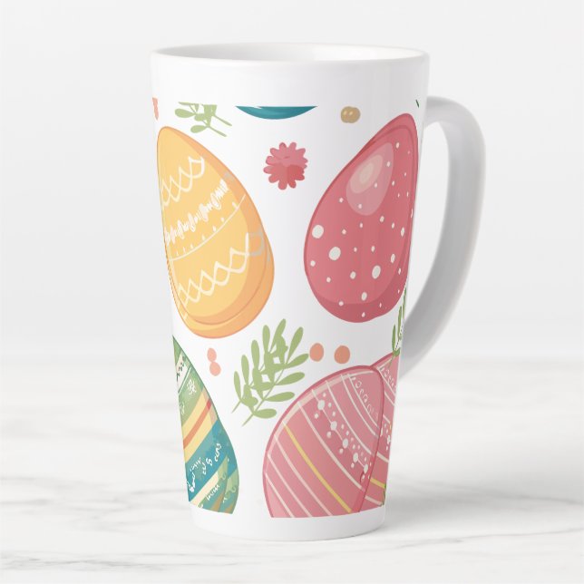 Colourful Easter Eggs Pattern Latte Mug (Right Angle)