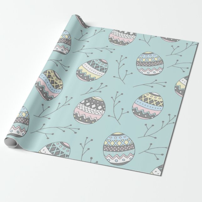 Colourful Easter eggs pattern Wrapping Paper (Unrolled)
