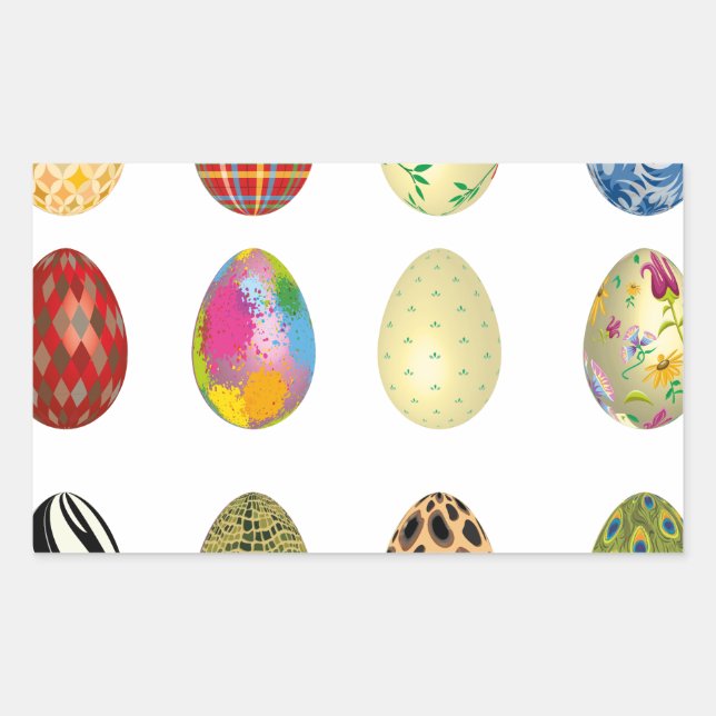 colourful easter eggs rectangular sticker (Front)