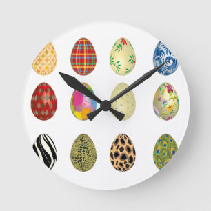 colourful easter eggs round clock
