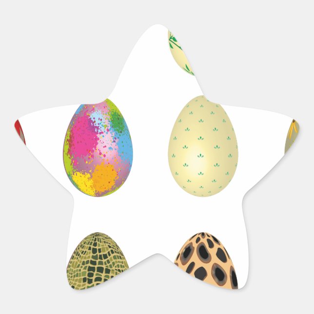 colourful easter eggs star sticker (Front)