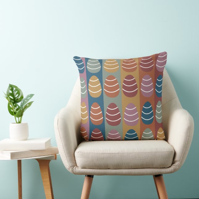 Colourful Easter Eggs Stripes Pattern Happy Easter Cushion (Chair)