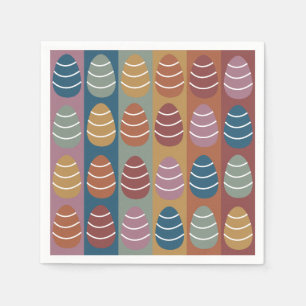 Colourful Easter Eggs Stripes Pattern Happy Easter Napkin