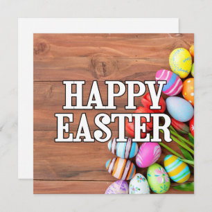 Colourful Easter Eggs & Tulip Flowers Card