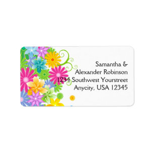 Colourful Easter Flower Bunch Label