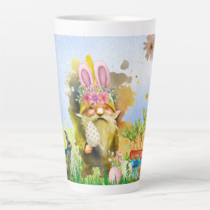 Colourful Easter Gnome With Bunny Ears Latte Mug