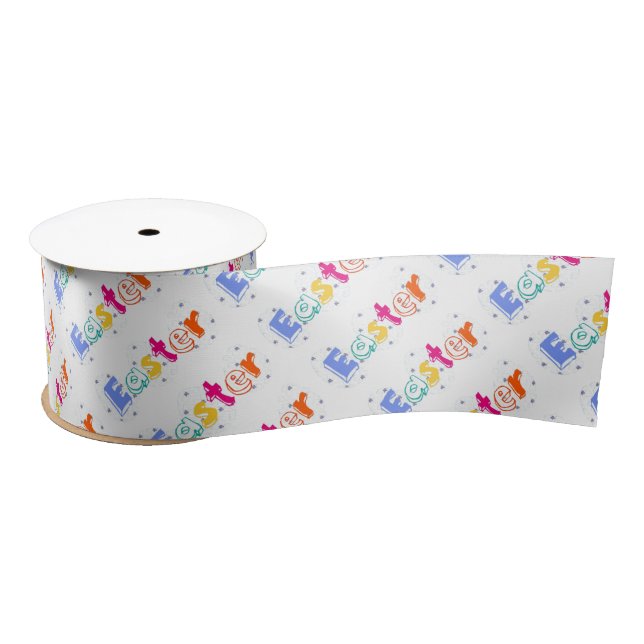 Colourful “Easter” Lettering  Satin Ribbon (Spool)