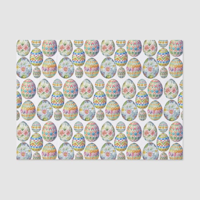 Colourful Easter Whimsical  Egg Pattern Tissue Paper (Front)
