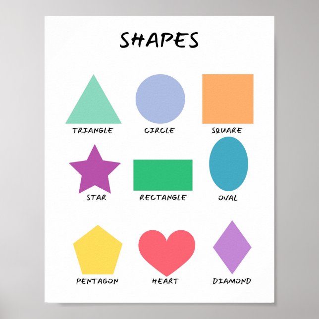 Colourful Educational Basic Shapes for Kids Poster (Front)