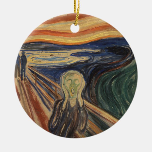 Colourful Edvard Munch The Scream Painting Ceramic Ornament (Front)