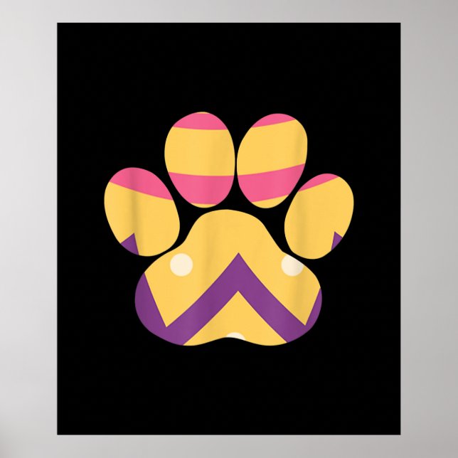 Colourful Egg Easter Paw Funny Dog Cat Lovers Gift Poster (Front)