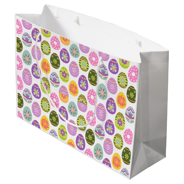 Colourful Egg Pattern Easter Large Gift Bag (Back Angled)