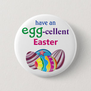 Colourful EGGcellent Easter Egg  6 Cm Round Badge